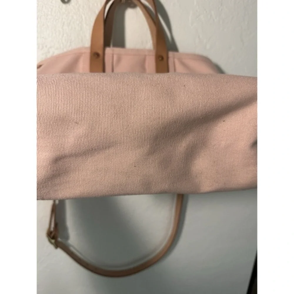 North End Bag Co The MARTIN Tote Bag Peachy Pink Canvas & Leather Trim Crossbody - Picture 4 of 15